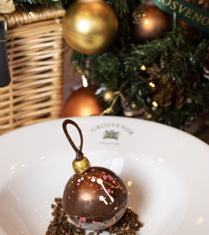 1 img 6686 Festive chocolate dessert served during Christmas dining at The Wellington Arms Basingstoke Road, Stratfield Turgis, Hampshire • RG27 0AS.