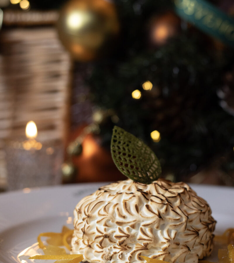2 img 6666 Festive lemon meringue dessert served during Christmas dining at The Wellington Arms Basingstoke Road, Stratfield Turgis, Hampshire • RG27 0AS.
