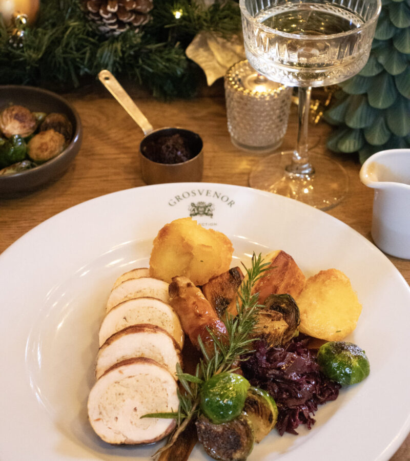 7 img 6545 Christmas roast turkey plate with stuffing, Brussels sprouts and red cabbage at The Wellington Arms Basingstoke Road, Stratfield Turgis, Hampshire • RG27 0AS.